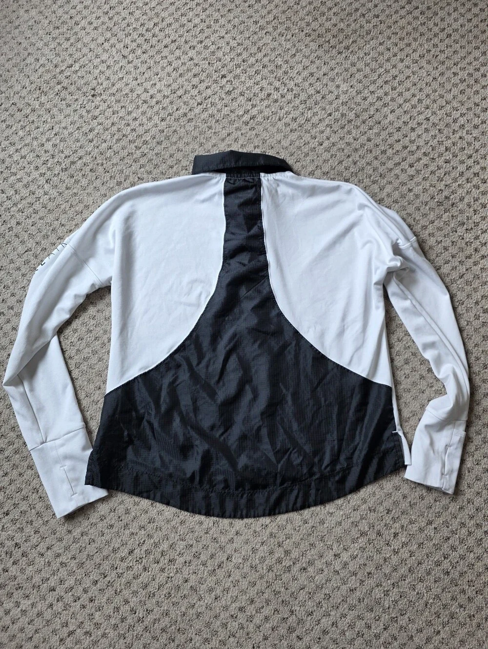 Nike Air Long Sleeve Polo Top in White with Black Trim